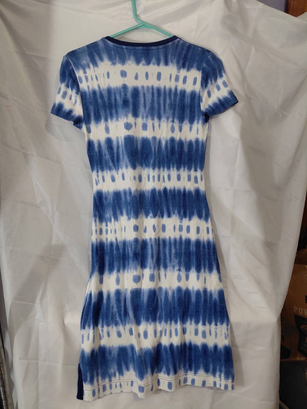 Chaps Navy & White Tie-Dye Lace-Up Midi Dress - Picture 9 of 11